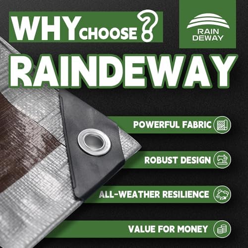 RAINDEWAY 50x50 Feet Tarps Heavy Duty Waterproof, 10Mil Multipurpose Tarp - Image 2
