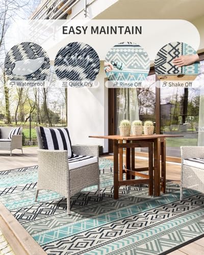 MontVoo Outdoor Rug Carpet Waterproof-Patio Rug Mat 6x9 Reversible RV Outdoor - Image 3