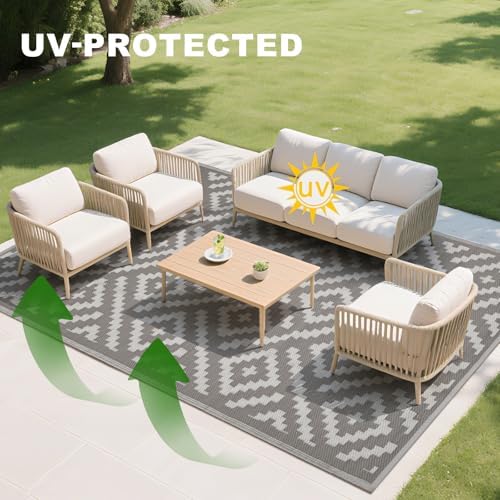 RURALITY Outdoor Rugs 6x9 Feet for Patios Clearance, Plastic Straw Waterproof - Image 6