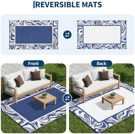 Garvee Waterproof Outdoor Rug 8x10 Reversible Plastic Straw Patio Rug Modern - Image 4