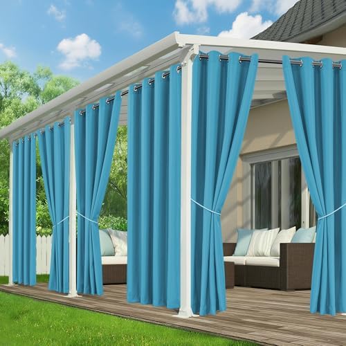 Outdoor Curtains for Patio Waterproof, 6 Drape Panels, Sun Shades by RichSets