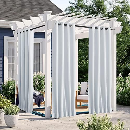 NICETOWN 2 Panels Outdoor Curtains Waterproof Bottom Fixed W46xL90 White by NICETOWN