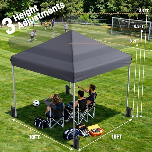 10x10 Pop Up Canopy Tent with One-Push Center Lock, Dark Gray - Image 4