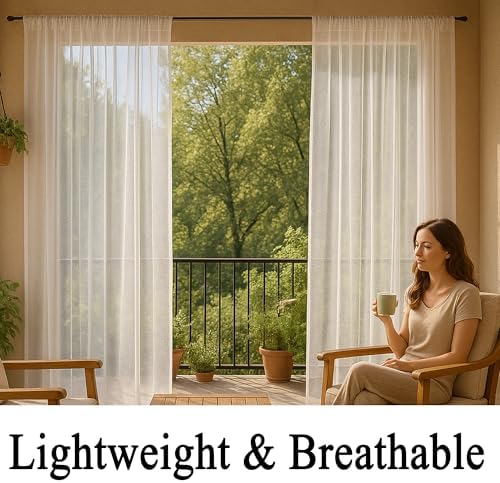 Patio Screen Mesh Outdoor Curtains Waterproof Sheer Lightweight Bug Netting - Image 3