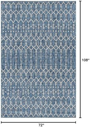 JONATHAN Y Moroccan Geometric Indoor Outdoor Area Rug 6X9 Navy/Light Gray - Image 2