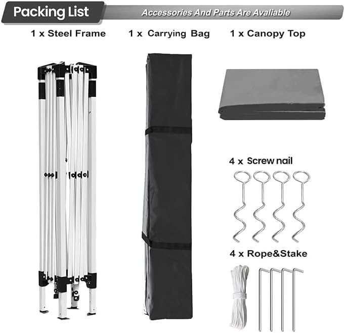 10x10ft Pop Up Canopy Tent, Heavy Duty Waterproof Folding Tent - Image 5