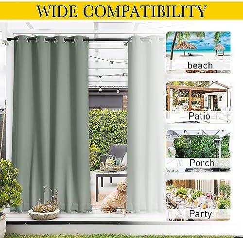 NICETOWN Gazebo Curtains Outdoor Waterproof W100 x L84 in Sage Green - Image 5