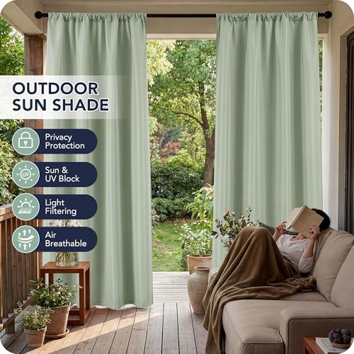 Outdoor Curtains for Patio Waterproof, 8 Panels, Rod Pocket - Image 3