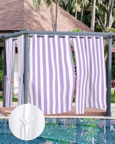 Striped Outdoor Curtains for Patio Waterproof Weatherproof, Sun Blocking - Image 5