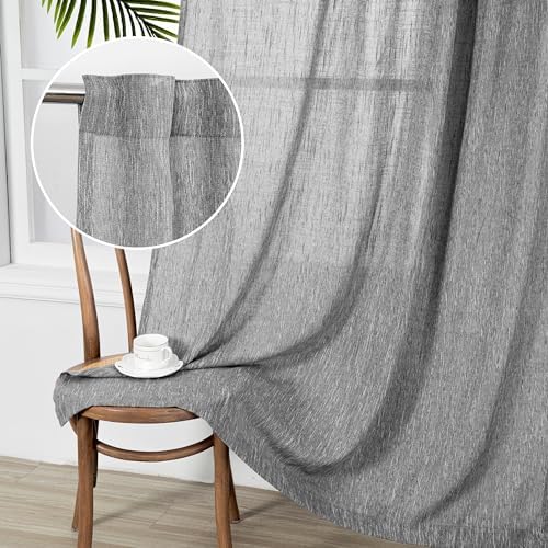 MYSKY HOME Long Sheer Curtains Farmhouse, Sliding Door Curtain by MYSKYHOME