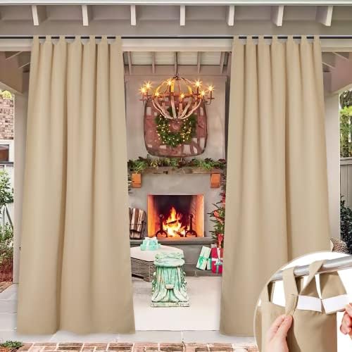 NICETOWN Patio Blinds Outdoor Waterproof Curtain, Detachable Sticky Tab Top by NICETOWN