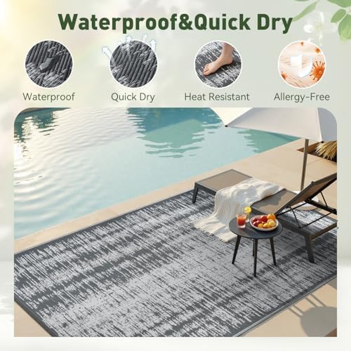 MontVoo Outdoor Rug Waterproof 8x10 ft Outdoor Carpet Patio Rug Mat Reversible - Image 2
