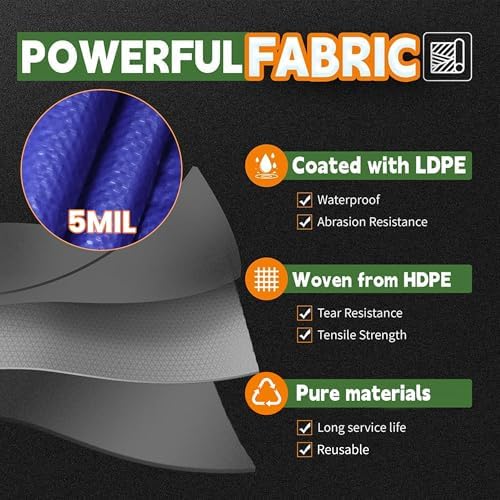 RAINDEWAY Tarps 8x12 Feet 5 Mil Blue Waterproof Multipurpose Tarp - Image 3