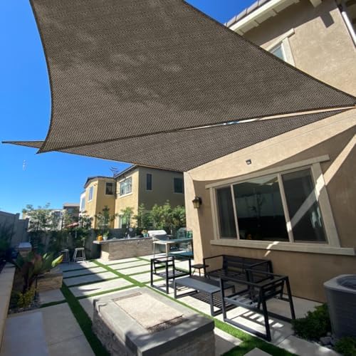 SUNLAX Sun Shade Sail 10'x20'x22.4' Brown Triangle Shade Cover Custom Size by SUNLAX