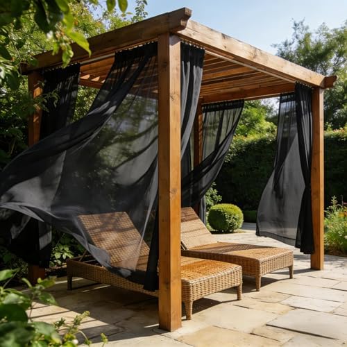 Outdoor Sheer Curtains for Patio Waterproof, 2 Panels Rod Pocket Indoor/Outdoor - Image 4