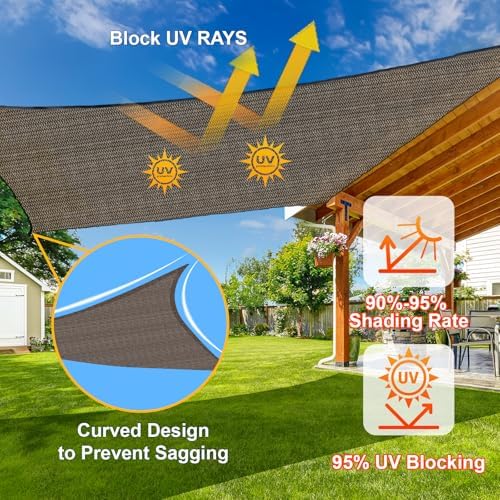 SUNLAX Sun Shade Sail 11'x16' Brown Rectangle Shade Cover Custom Size - Image 4