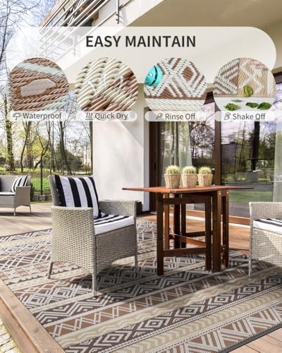 MontVoo Outdoor Rug Carpet Waterproof-Patio Rug Mat 5x8 Reversible RV Outdoor - Image 4