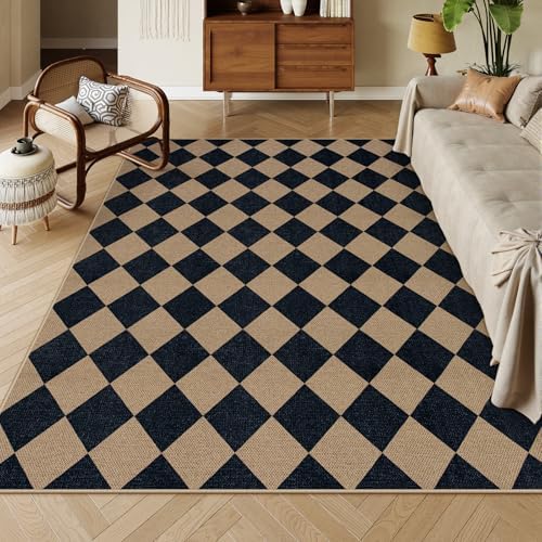 Lahome Checkered Easy Jute 6x9 Area Rugs, Outdoor Patio Rug Washable by Lahome