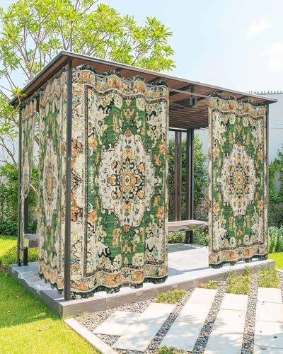 Ombre Green Boho Outdoor Curtains by Unknown
