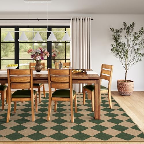 Lahome Checkered Easy Jute Living Room Rug, 8x10 Outdoor Rugs Washable - Image 4