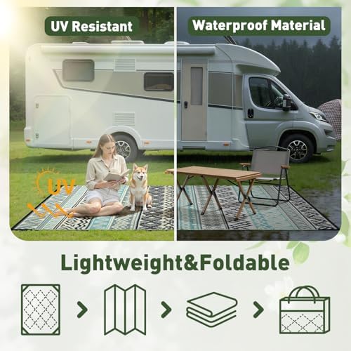 MontVoo Outdoor Rug Carpet Waterproof-Patio Rug Mat 6x9 Reversible RV Outdoor - Image 6