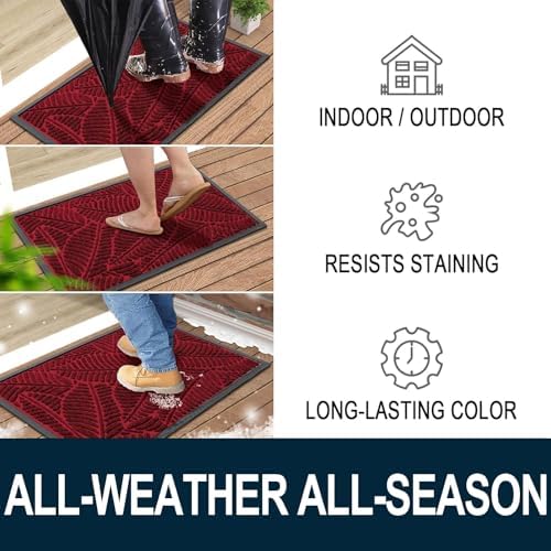 Colorxy Waterproof Front Doormat, Sturdy Natural Rubber Door Mat - Image 4