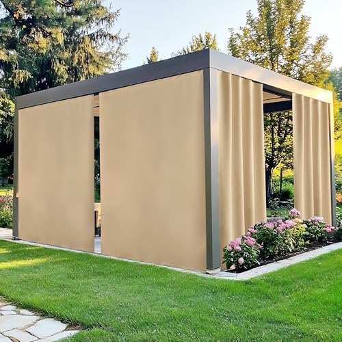 NICETOWN Gazebo Curtains Windproof Adhesive Top W84xL84 Biscotti Beige by NICETOWN