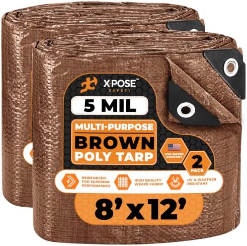 Multipurpose Protective Cover Brown Poly Tarp 8' x 12' by XposeSafety