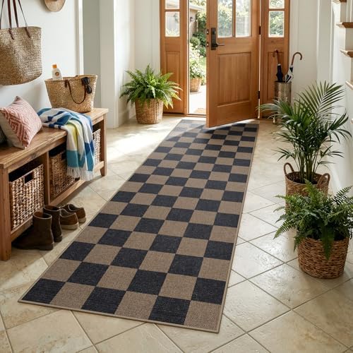 Lahome Checkered Easy Jute Kitchen Runner Rug, 2x8 Outdoor Rugs Washable - Image 6