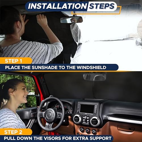EcoNour Jeep Windshield Sun Shade, Foldable UV Sun Shield, Jeep Accessories - Image 4