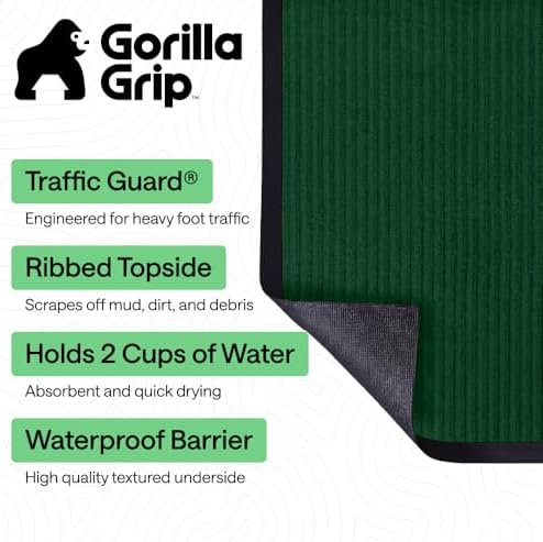 GORILLA GRIP Traffic Guard Indoor Outdoor Heavy Duty Door Mat, 29x17 Green - Image 2