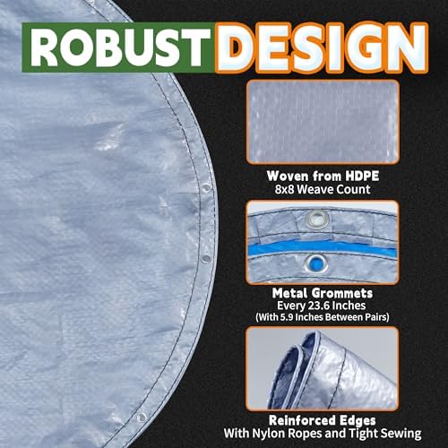 RAINDEWAY 10 Feet Round Tarp Waterproof Multipurpose Circle Tarps - Image 3