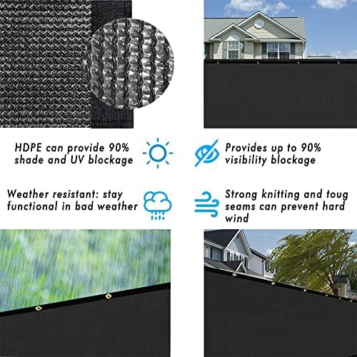 UPGRADE Privacy Fence Screen 6'x73' Black Outdoor 90% Visibility Blockage 170 - Image 5