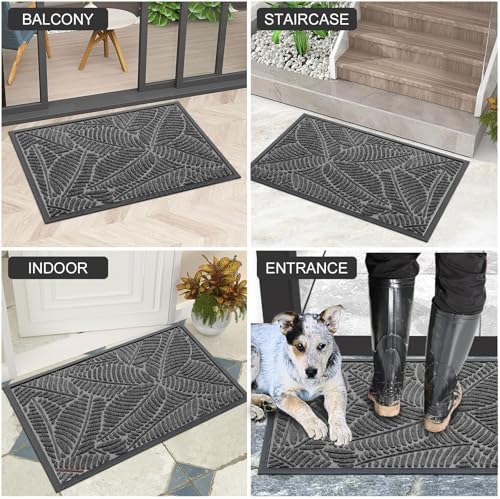 Colorxy Waterproof Front Doormat, Sturdy Natural Rubber Door Mat - Image 6