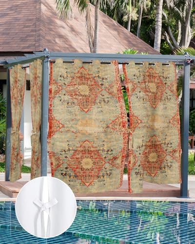 Boho Outdoor Curtains for Patio Waterproof, Grommet Privacy Curtain Drapes - Image 7