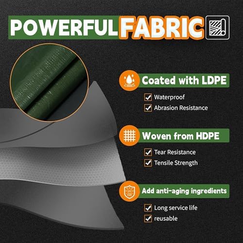 RAINDEWAY 6x8 Feet Tarps Heavy Duty Waterproof 10.5 Mil Outdoor Small Tarp - Image 3