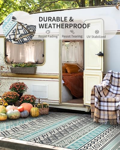 MontVoo Outdoor Rug Carpet Waterproof-Patio Rug Mat 6x9 Reversible RV Outdoor - Image 4