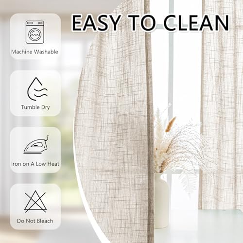 MYSKY HOME 30 Inch Length Oatmeal Tiers Curtains - Image 7
