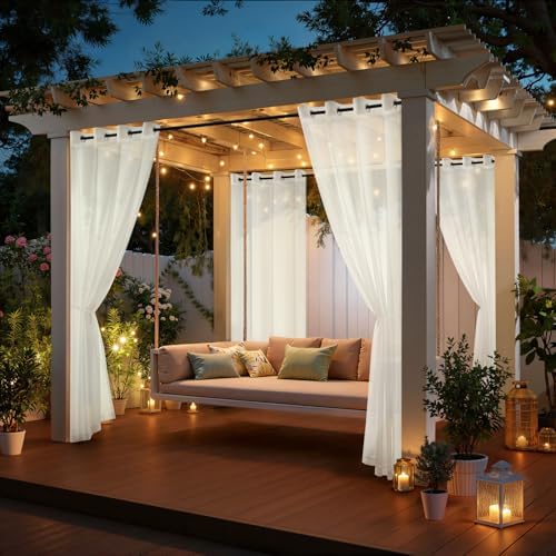 MIULEE Ivory Outdoor Curtain for Patio Waterproof 4 Panels 54 x 96 Inch - Image 5