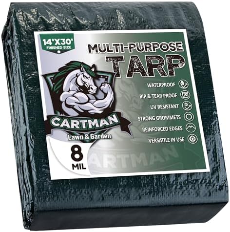 CARTMAN 14x30Ft Multipurpose Waterproof Poly Tarp Cover 8 Mil by CARTMAN