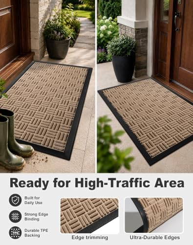 Mibao Front Door Mat Outdoor Entrance, Waterproof Dirt Trapper Doormat - Image 4