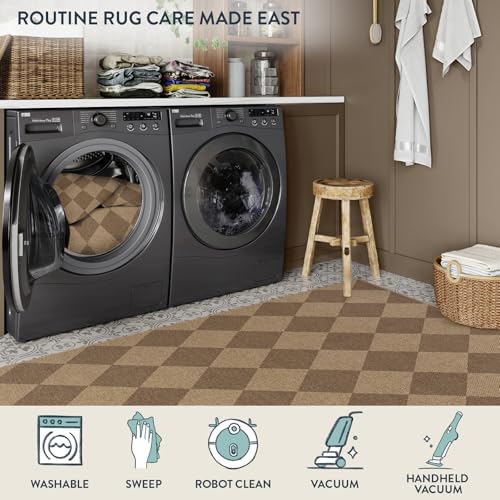 Lahome Checkered Easy Jute Outdoor Runner Rug, 2x6 Kitchen Rugs Washable - Image 5