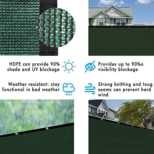 UPGRADE Privacy Fence Screen 6'x10' Dark Green Outdoor 90% Visibility Blockage - Image 6