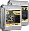 Tarps Waterproof 8x10 Feet, 2 Pack Heavy Duty Silver Tarp Cover 8 Mil Thick by BSRHOME