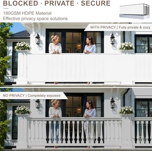 SUNNY GUARD 3' x 15' Balcony Privacy Screen, HDPE Patio Railing Cover Fence - Image 3