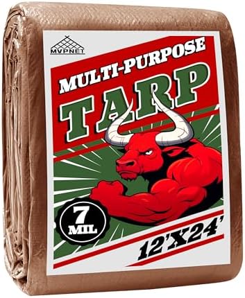 12x24Ft 7mil Waterproof Tarp Reinforced Edges Grommets by MVPNET