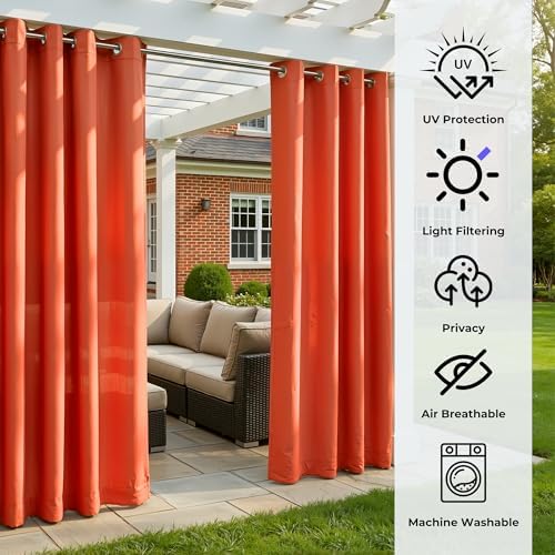 Set of 6 Outdoor Curtains for Patio Waterproof, Breathable Grommet Panels for - Image 4