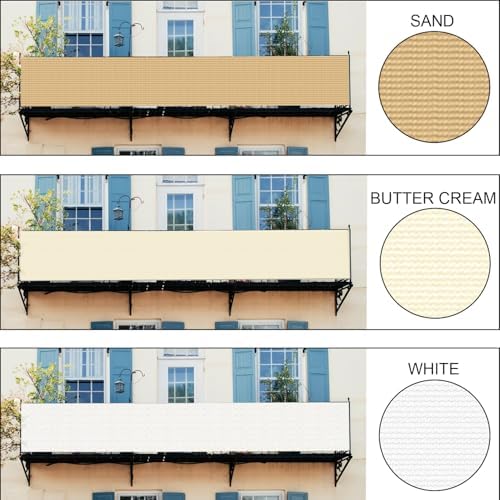 LOVE STORY Custom Size 3'x46' Balcony Privacy Screen Cover, Butter Cream - Image 3