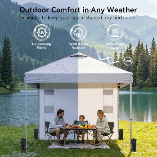 10x10 Pop Up Canopy with Sidewall, Instant Canopy Tent with Organizer Pockets - Image 5