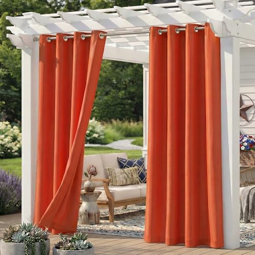 Set of 4 Outdoor Curtains for Patio Waterproof, Breathable Grommet Panels for by Sunshelf